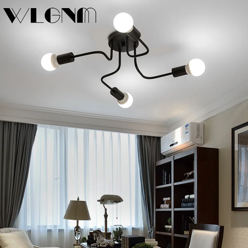 

WLGNM Retro Ceiling Lamp Loft Iron Ceiling Light Vintage Ceiling Lamps For Living Room Bedroom Decoration Loft Ceiling Lights
