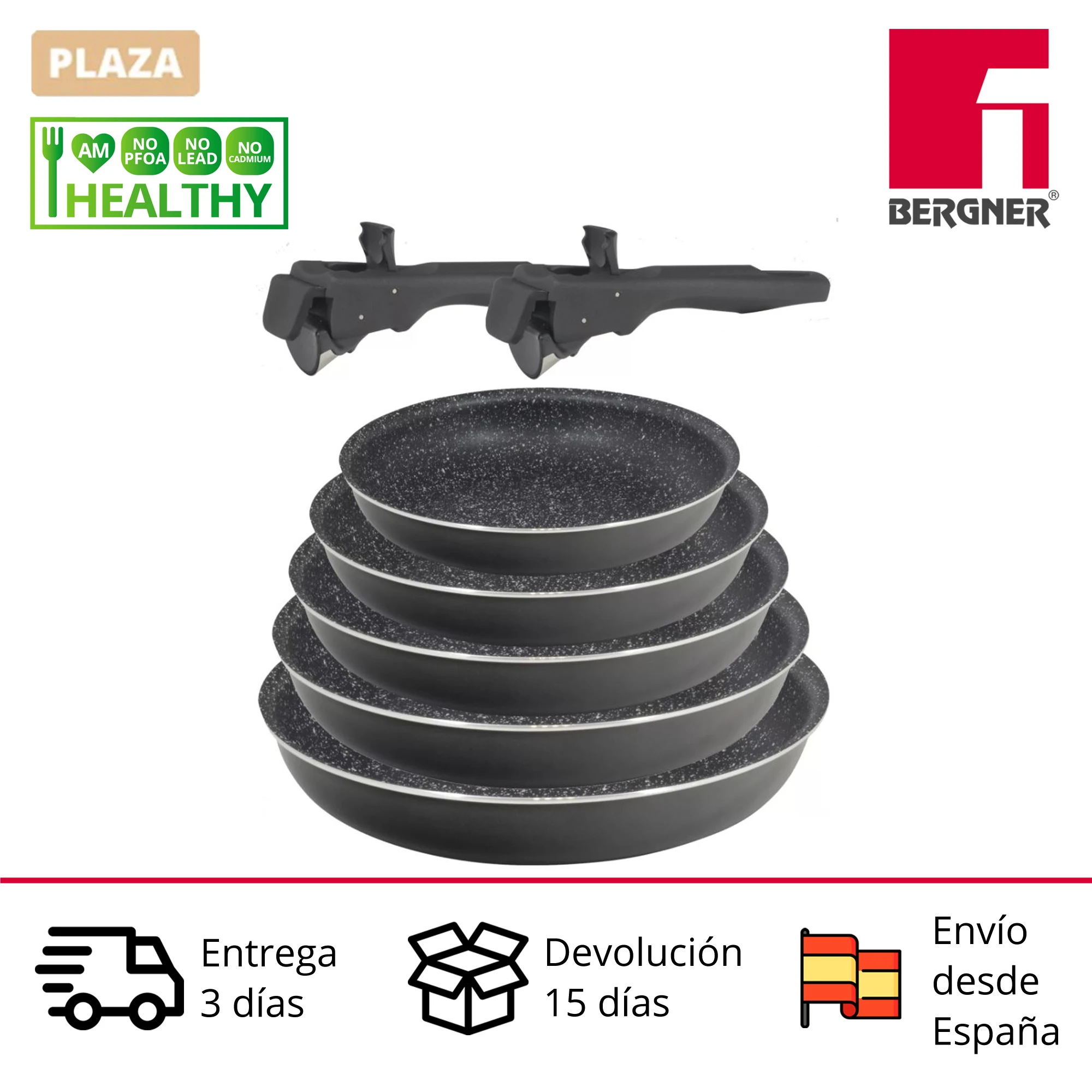 Set Of Pans (20,24,26cm) Bergner Click & Cook Made Of Aluminium