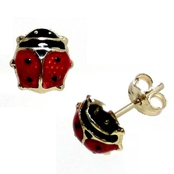 

Earrings 9k gold ladybug sampedrito glazed 7x7 close pressure girl