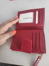 Cartera de cuero con cremallera triple para mujer, billetera femenina de cuero, corta, con cierre triple