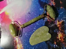 Rodillo de Jade para masaje Facial, masajeador verde de piedra Natural, levantamiento de cuello y cara, herramientas de cuidado de la piel, 2 uds.