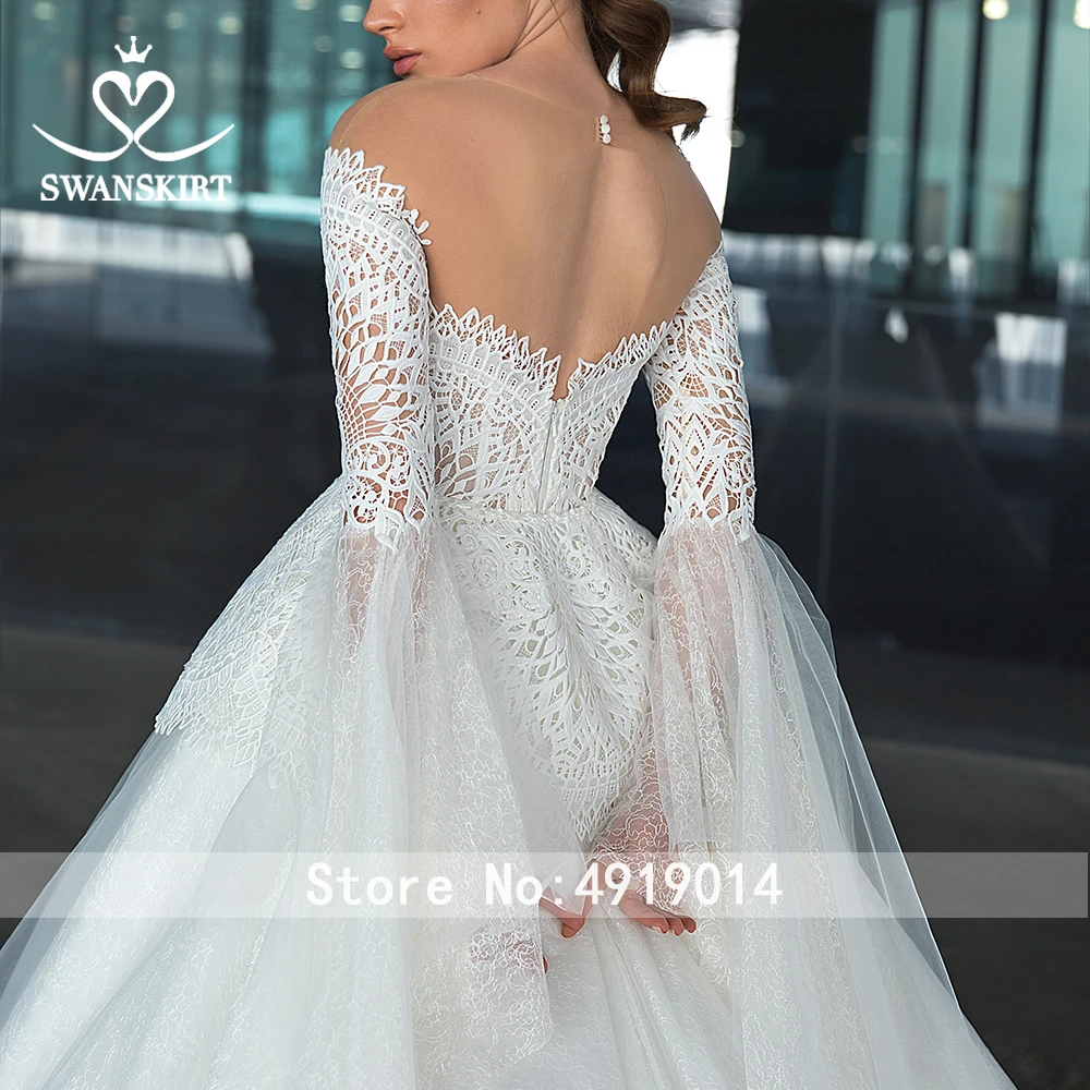 Модное свадебное платье принцессы с открытой спиной, пышная юбка, милое бальное платье с расклешенными рукавами, свадебное платье, Vestido de noiva F309