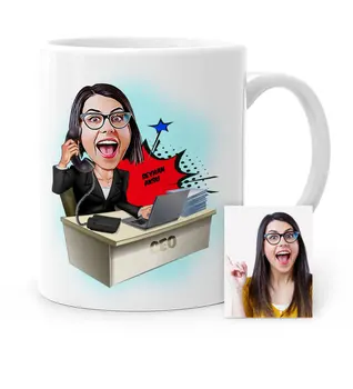

Personalized Women 'S CEO Cartoon White Mug Cup-1