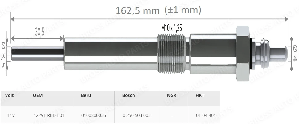 BGP56 цельнокроеное платье нагреватель свечи зажигания GX4161, 12291RBDE01, 12291RL0G01 для 2,2 CDTI