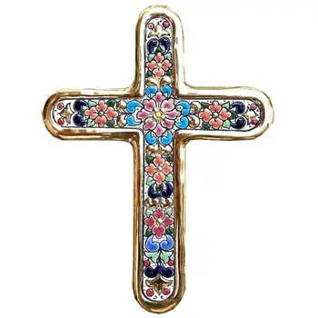 

Home cross-ceramics High 21cm/8,3 inch - 24k gold - ceramics glazed up handmade - Made in Spain - Seville - MIJASCERAMIC crafts -