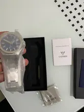 CADISEN 42MM relojes hombres mecánico automático NH35A reloj azul hombres 100M impermeable de la marca de lujo de negocios casuales reloj de pulsera