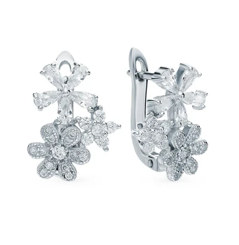 

Silver earrings with cubic zirconia sunlight sample 925 test