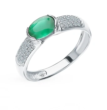 

Silver ring with cubic zirconia and agate sunlight sample 925