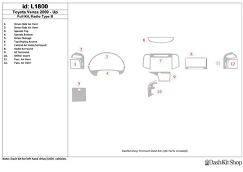 

Interior lining for Toyota Venza 2009-UP. Set L1800.