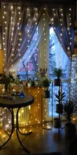 Wedding Garland Lamp Curtain Led-String-Lights Christmas-Decoration Remote-Control Bulb Outdoor