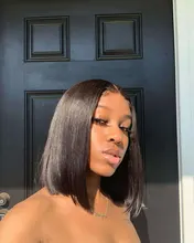 Bob-pelucas de cabello humano con cierre de encaje frontal para mujer, Bob corto recta brasileña, prearrancada, 4x4