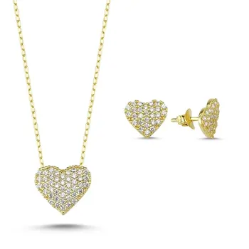 

Angemiel 925 Sterling Silver Zircon Heart Set-Gold Plated