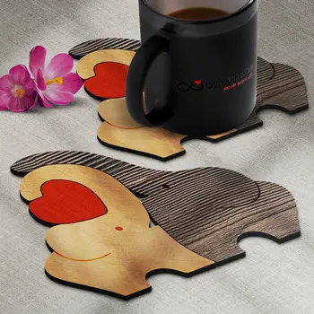 

Personalized Jigsaw Puzzle Cute Elephants Wooden Coaster-3 (4 PCs)