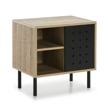 

Bedside Night Brooklyn 1 Puerta Color black and Wood, Metal legs, 50 cm long x 35 cm deep x 50 cm high