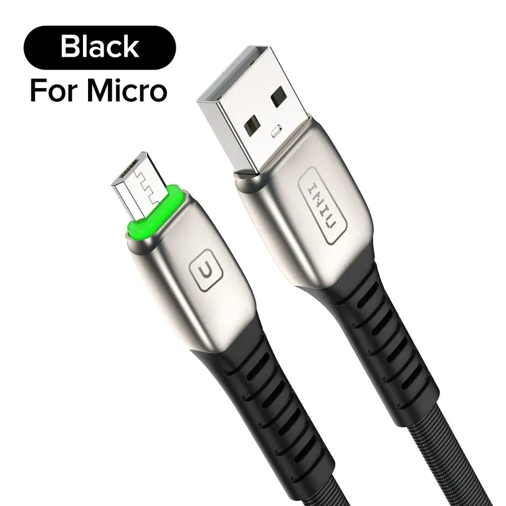 INIU 3A 2m type C Micro USB кабель для зарядки мобильных телефонов type-C Быстрая зарядка для samsung Xiaomi huawei Andriod Microusb шнур для передачи данных - Цвет: Black For Micro USB