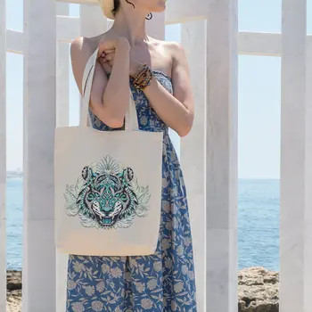 

Angemiel Bag Blue Tone Angel Tiger Shopping Beach Tote Bag