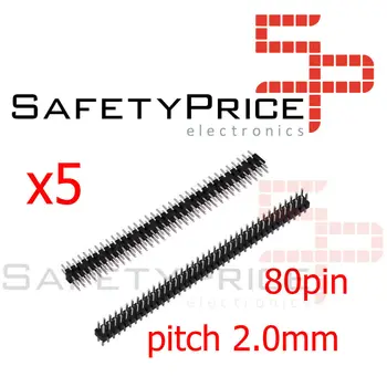 

5x strip 80 pin 2x40 male 2,0mm 9mm Arduino double row pin header electronica