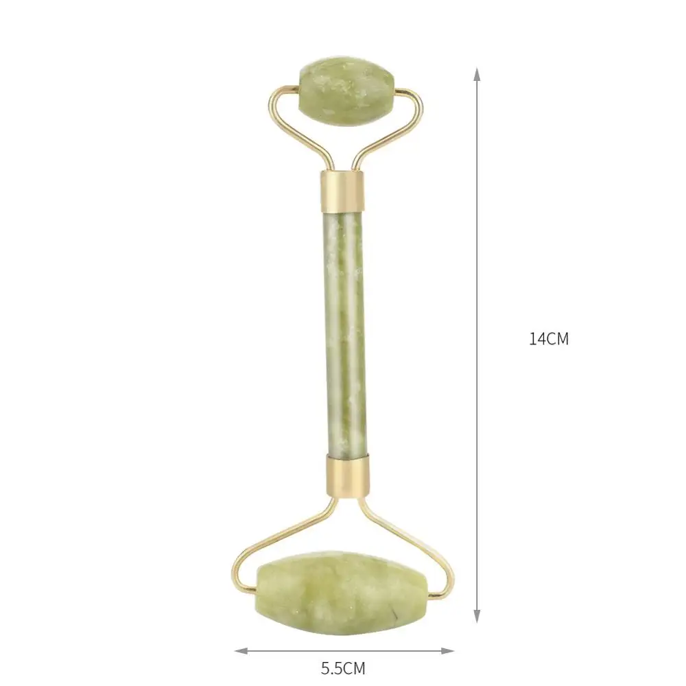Натуральный нефритовый ролик, доска для похудения, массажер для лица, подъемный инструмент, нефритовые камни для спа-массажа, ролик для красоты, макет головы, уход за кожей - Цвет: Gold Jade Roller