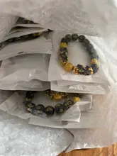 Feng Shui-pulsera de cuentas de piedra obsidiana Unisex, brazalete de oro negro, Pixiu, riqueza, buena suerte