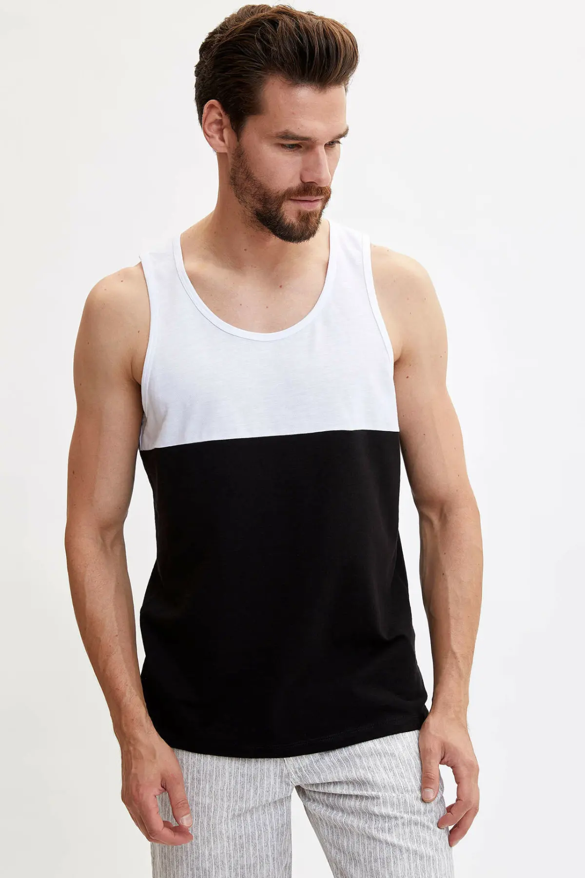 

DeFacto Man Summer Mixed-Color Athlete Undershirts Men Casual White Black Sleeveless Undershirt Tops-L1730AZ19SM