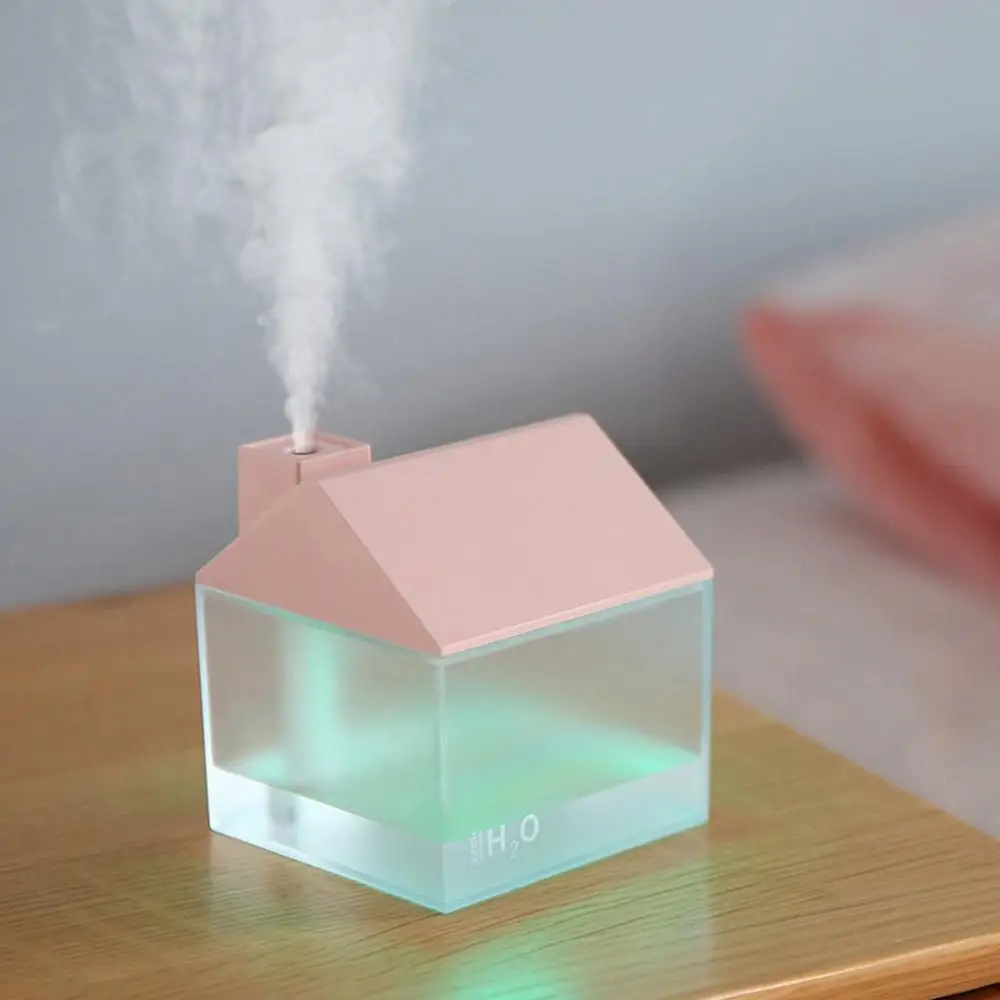 

Creative Cute Little House Humidifier Silent Hydration Battery Version Small House Air Humidifier With Night Light