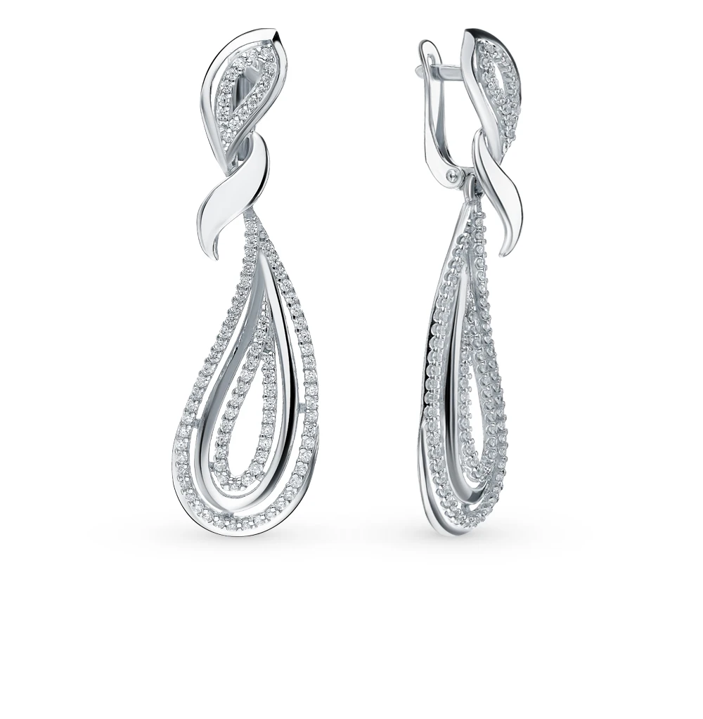Silver earrings with cubic zirconia SUNLIGHT test 925