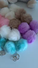 LLavero de piel falsa de 8cm para automóvil, llavero para automóvil con pompón, cadenas de color plateado, pompones, imitación de piel de zorro y conejo, 1 Uds.