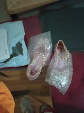 Zapatos con lazo de encaje de lentejuelas para niñas, zapatillas de baile de princesa con perlas bonitas, informales, para fiesta, boda, D721, novedad de 2020