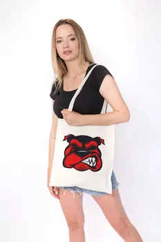 

Angemiel Bag Small Upset Red Dog Shopping Beach Tote Bag