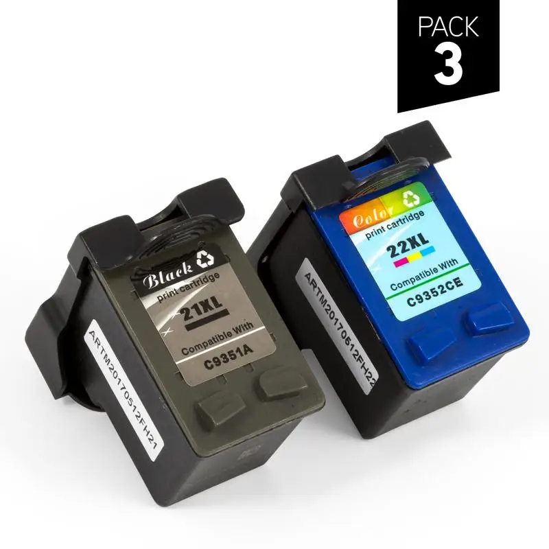 Pack 3 cartuchos genéricos zp hp 2x21xl + 22l.|Cartuchos de tinta| -  AliExpress