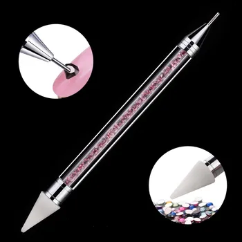 

100 Pieces Dual-ended Nail Dotting Pen Crystal Beads Handle Rhinestone Studs Picker Wax Pencil Manicure Nail Art Tool