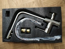 Grifo de cocina con doble Caño cromado, filtro de agua potable, purificador de latón, recipiente, fregadero, mezclador, agua caliente y fría, Torneira