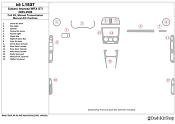 

Interior trim for Subaru Impreza WRX 2005-2008. Set L1537.