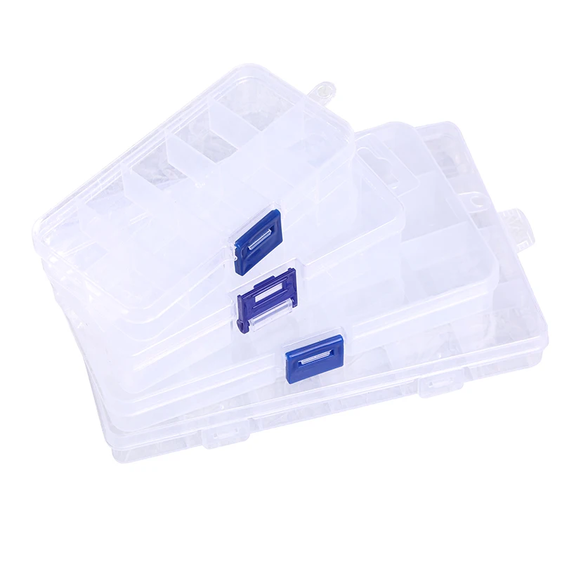 Plastic Organizer Container Storage Box Adjustable Divider Removable Grid for Jewelry Beads Earring Container Small Accessories jewelry storage box