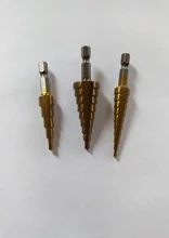 3pc Hss conjunto de broca de paso cono cortador agujero cónico métrico 4 - 12 / 20 / 32mm 1 / 4 titanium de metal recubierto de hex brocas de sierra