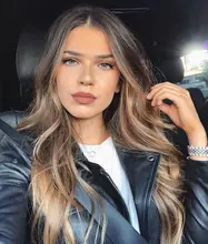 JONRENAU-Peluca de cabello sintético con flequillo para mujer, pelo largo ondulado Natural, Rubio mixto, marrón claro, para fiesta, Blanco/negro