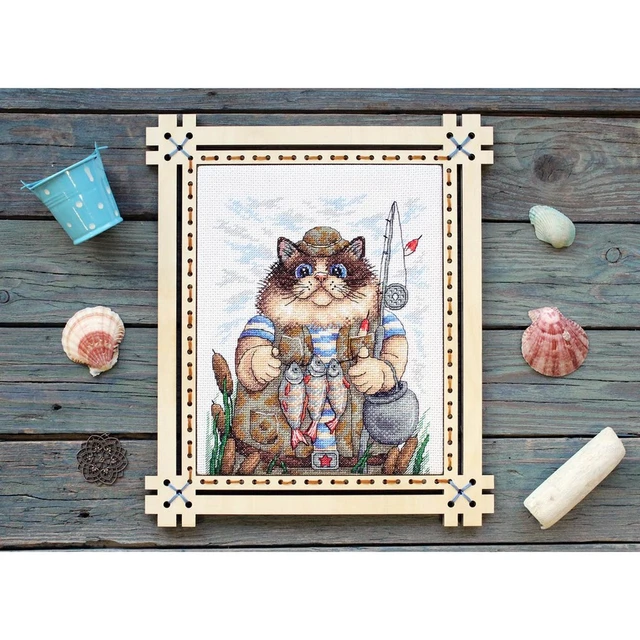 M-215 set for embroidery MP studio 'fish hunting '22*17 cm Cross stitch  kits Needlework Diamond threads diy frame hoop canvas Products for crafts -  AliExpress