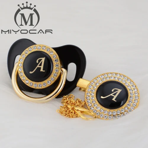 LA-4 6-18M MIYOCAR золото серебро имя инициалы письмо красивый bling соска и соска клип BPA бесплатно пустышка bling уникальный дизайн LAS-8/9 - Цвет: LA-4 6-18M