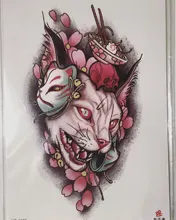 Fox-Mask Tattoos Temporary-Tattoo-Sticker Flash Body-Art-Arm Devil-Eyes Sailor Moon Japanese