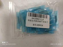 Terminales a tope termorretráctiles, conectores de Cable eléctrico aislados, prensado de 16-14 AWG, color azul, Conector de terminales, 25/50 Uds.