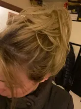 Horquilla de pelo sintético para mujer, moño de rosquilla recto de 80g, Ombre elástico Updo moño esponjoso desordenado