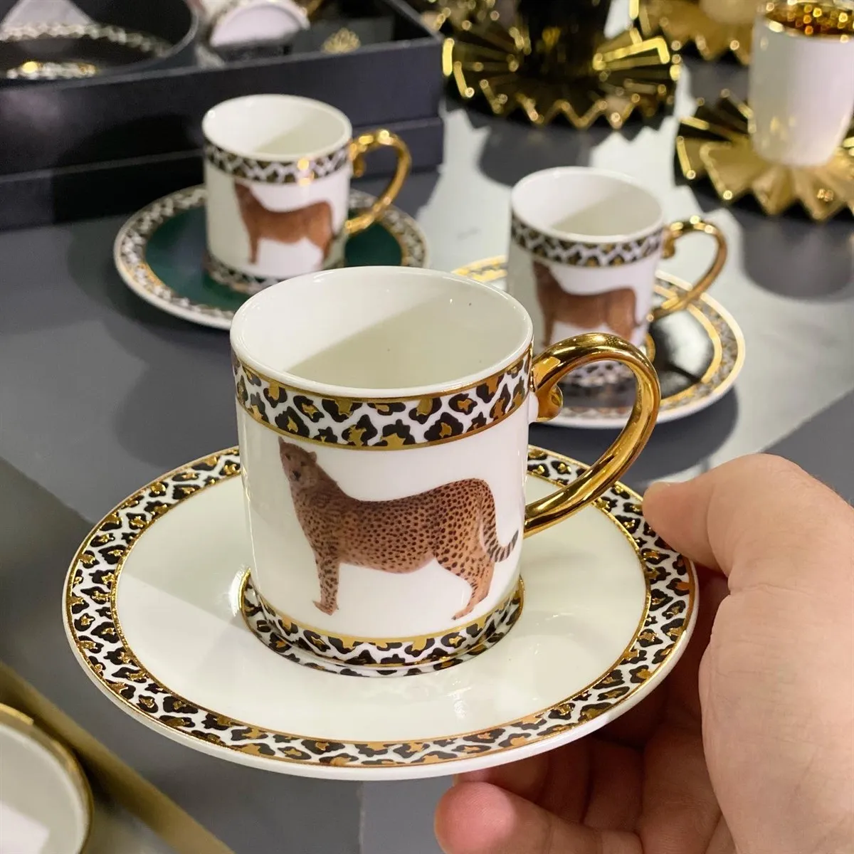 6 Pcs Porcelain Luxury Leo Coffee Cup Special Production Turkish | Дом и сад