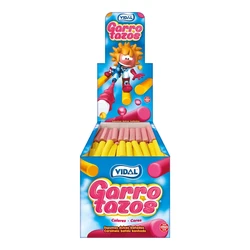 VIDAL Garrotazos de Colores estuche 825 g - Deliciosas nubes alargadas con cobertura crujiente de sabor fresa y vainilla, colores rosa y amarillo - Sin gluten - Si tomas la primera necesitarás una segunda y una tercera