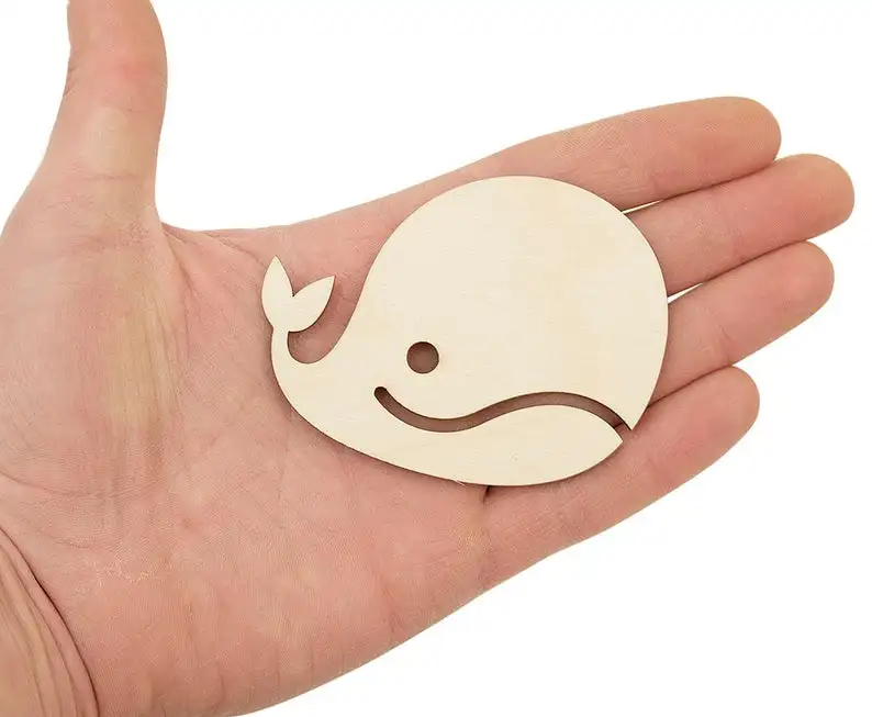 

Wooden Whale (8cm) Shape Embellishment Sea Animals Craft Decoration Wood Nautical Whale 0456