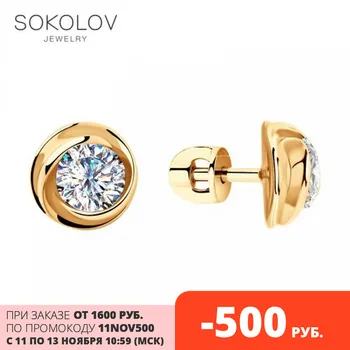 

SOKOLOV drop earrings with stones in gilded silver with cubic zirconia fashion jewelry 925 women's/men's, male/female, long earrings, women's male