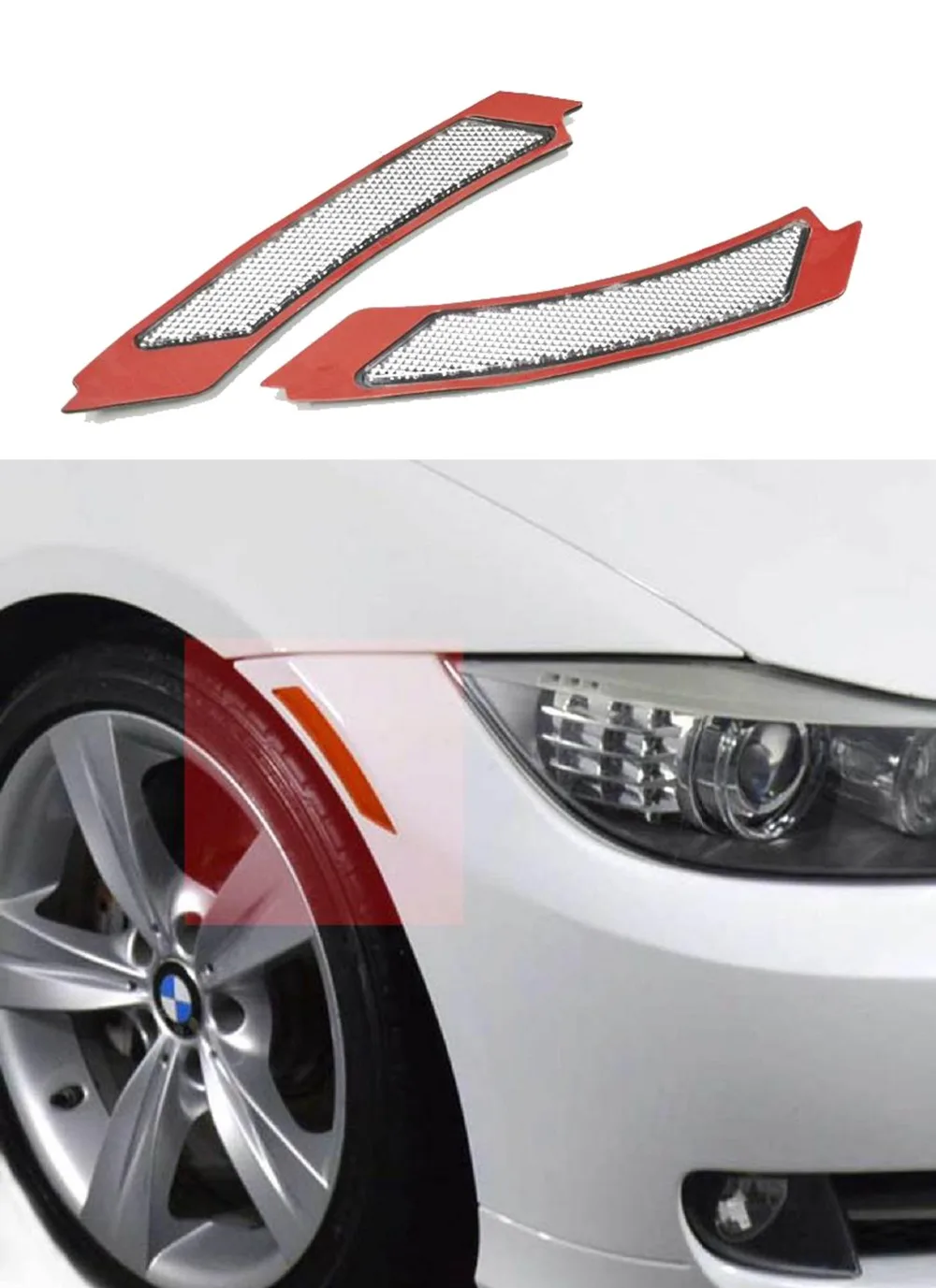 14568 Clear Front Bumper Side Reflector For BMW E90  E91 LCI 1b