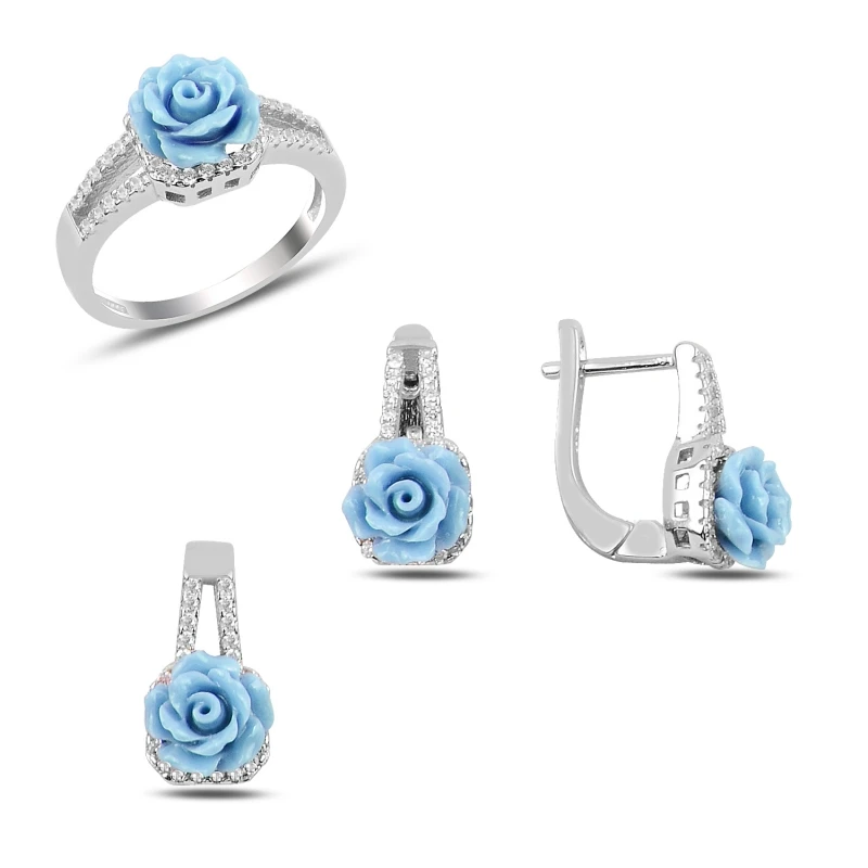 

Silver 925 Sterling Zircon Cubic Zirconia Rose Set