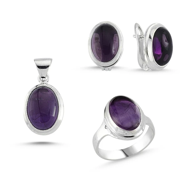 

Silver 925 Sterling Amethyst Stone Handwork Set