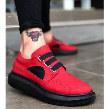 

BA0004 Boa Thick Sole Step-in Style Casual Red Black Men 'S Shoes. Shoe, boot, sneaker, sandalwood, van, chaussure, air, money