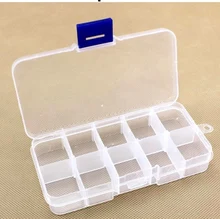 Caja de almacenamiento con bolsillos para señuelos de pesca, caja de 10 compartimentos para cebos de pesca, transparente, cuadrada